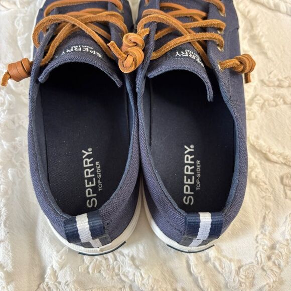 Sperry Navy Canvas Lace-Up Sneakers | Memory Foam | Women’s 7.5 - Picture 11 of 12